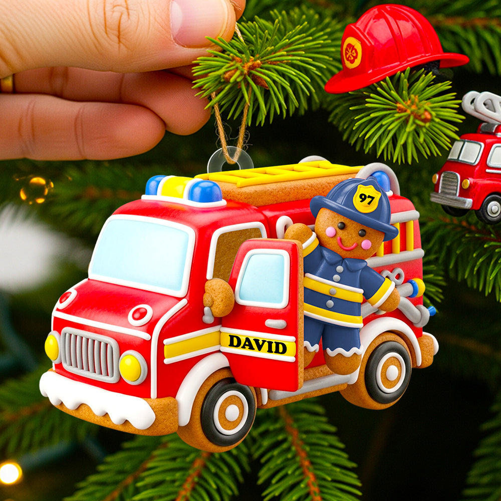 "Celebrate the Hero in Your Life!" - Firefighter Gingerbread Ornament - Personalized Gift for Firefighters, Kids, and Christmas Lovers Ornament PopCulturePrints