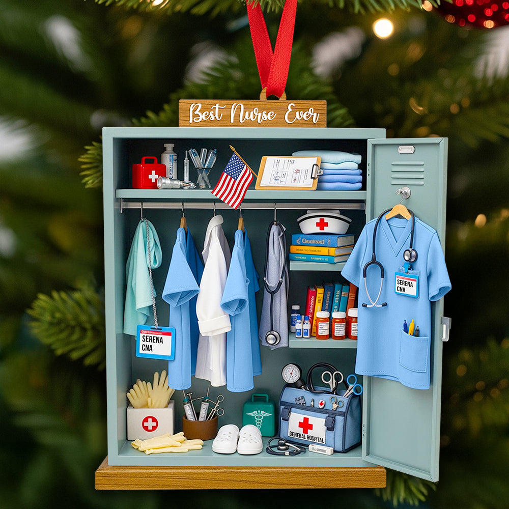 Best Nurse Ever: Personalized Festive Locker Christmas Ornament Ornament MagicInPrints