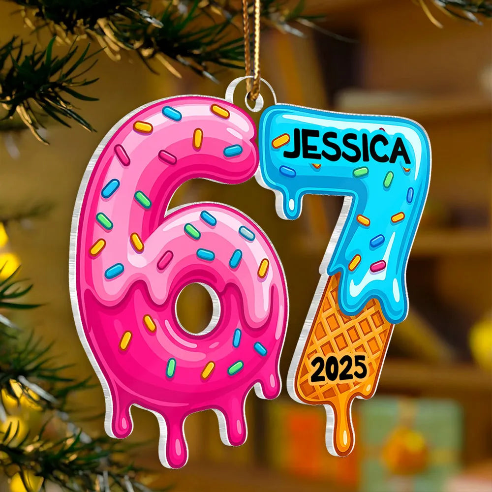 Custom Name Ice Cream Ornament for Kids - Christmas 2025 Decoration Ornament MagicInPrints