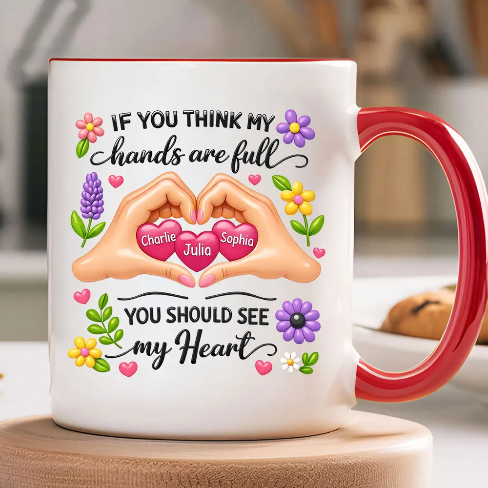 Personalized Heart Hands Mug for Parents - Sentimental Gift Cup MagicInPrints
