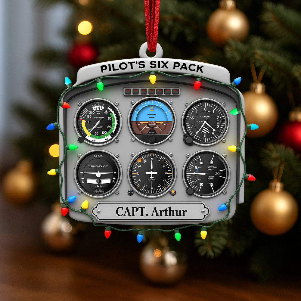 Personalized Gifts For Pilot Christmas Ornament 01hutn120925 Flight Instruments Six Pack Ornament MagicInPrints