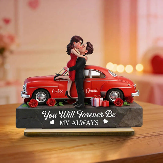 Personalized Romantic Couple Figurine with Car - Anniversary Gift Plaque MagicInPrints