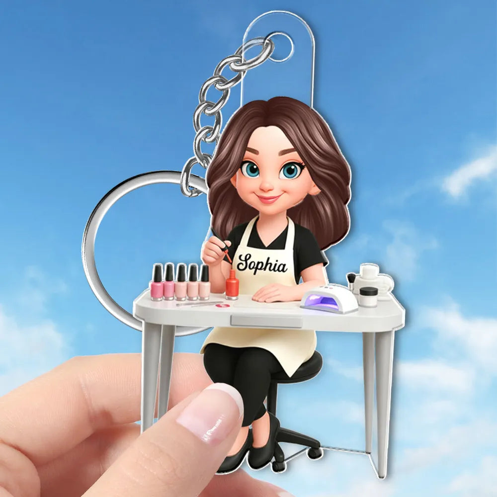 Custom Nail Technician Keychain for Nail Artists - Personalized Gift Keychain MagicInPrints