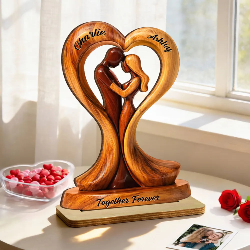 Personalized Wooden Couple Sculpture for Couples - Romantic Gift for Anniversary Plaque MagicInPrints