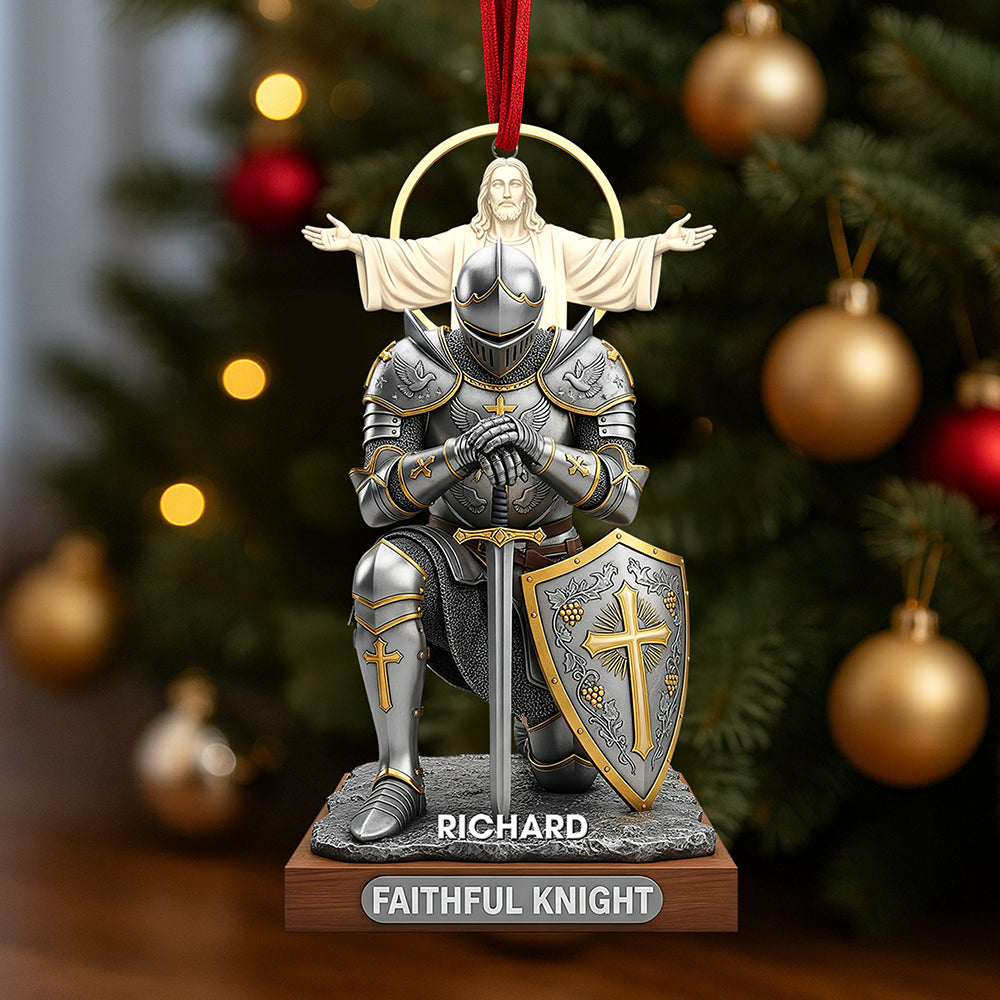 “Embrace Your Faith” - Faithful Knight Christmas Ornament - Personalized Gift for Christians Ornament MagicInPrints
