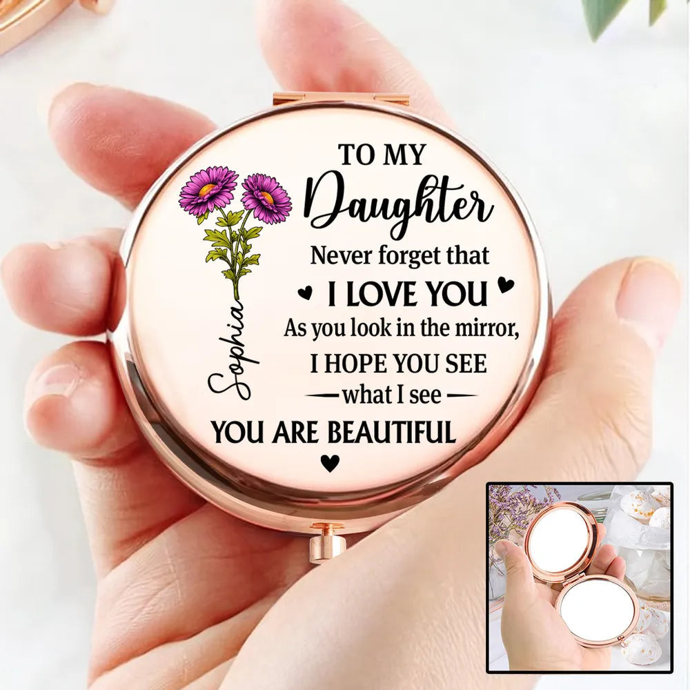 Personalized Compact Mirror for Daughter - Sentimental Gift with Loving Message Beauty Tools MagicInPrints