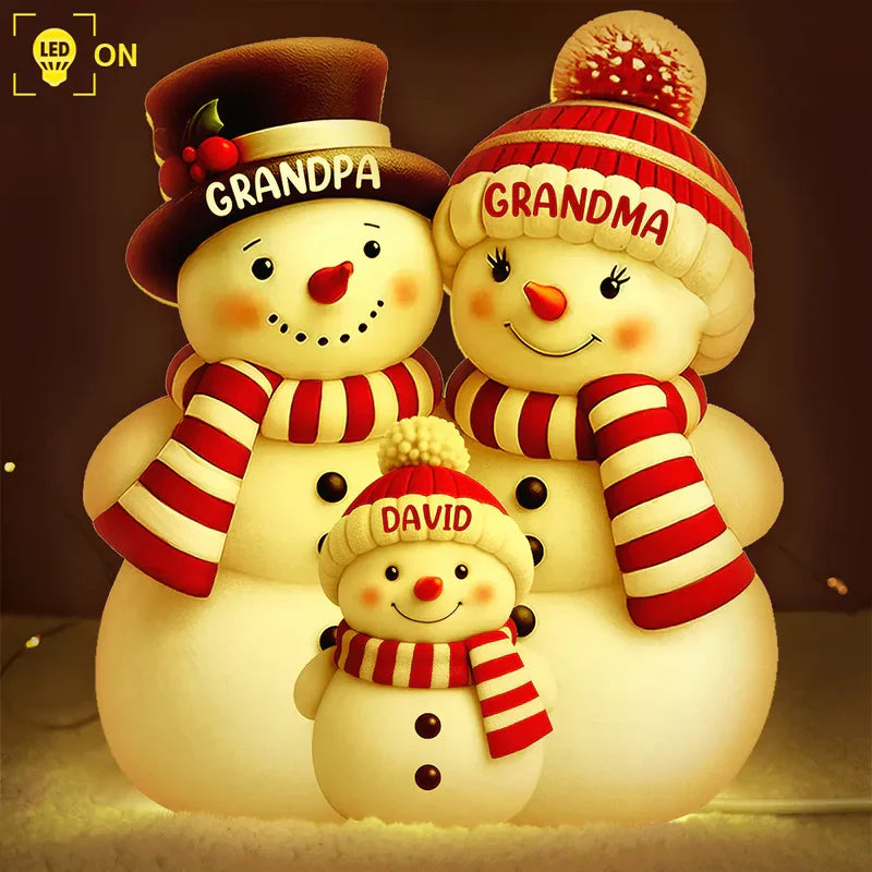 Personalized Snowman Family Light - Custom Christmas Decoration for Family Plaque MagicInPrints