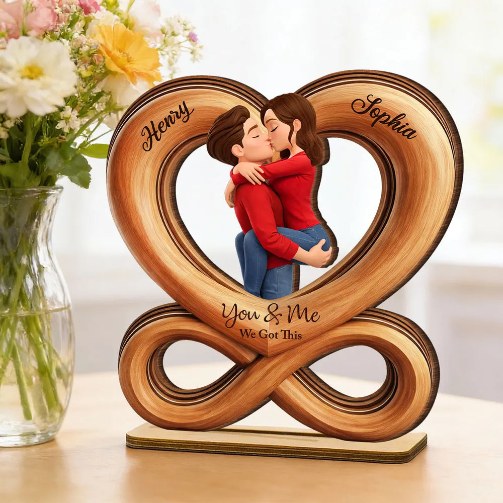 Personalized Wooden Infinity Heart Sculpture for Couples - Romantic Gift Plaque MagicInPrints