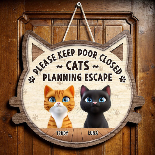 Custom Cat Door Sign for Pet Owners - Funny Home Decor Sign MagicInPrints