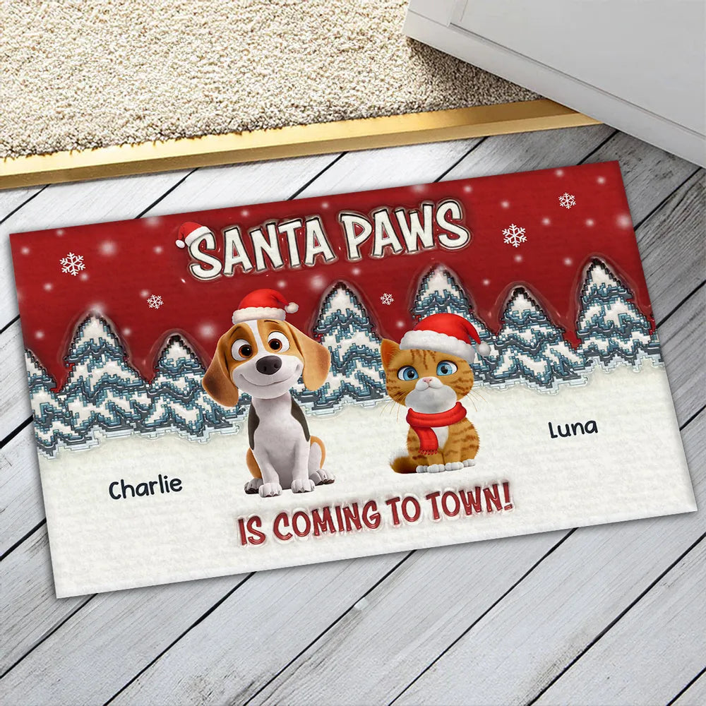 Personalized Christmas Pet Doormat for Dog and Cat Lovers - Holiday Decor Doormat MagicInPrints