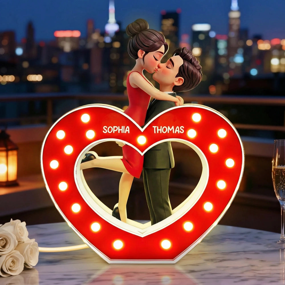 Personalized Heart-Shaped LED Lamp for Couples - Romantic Gift Plaque MagicInPrints