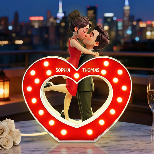 Personalized Heart-Shaped LED Lamp for Couples - Romantic Gift Plaque MagicInPrints