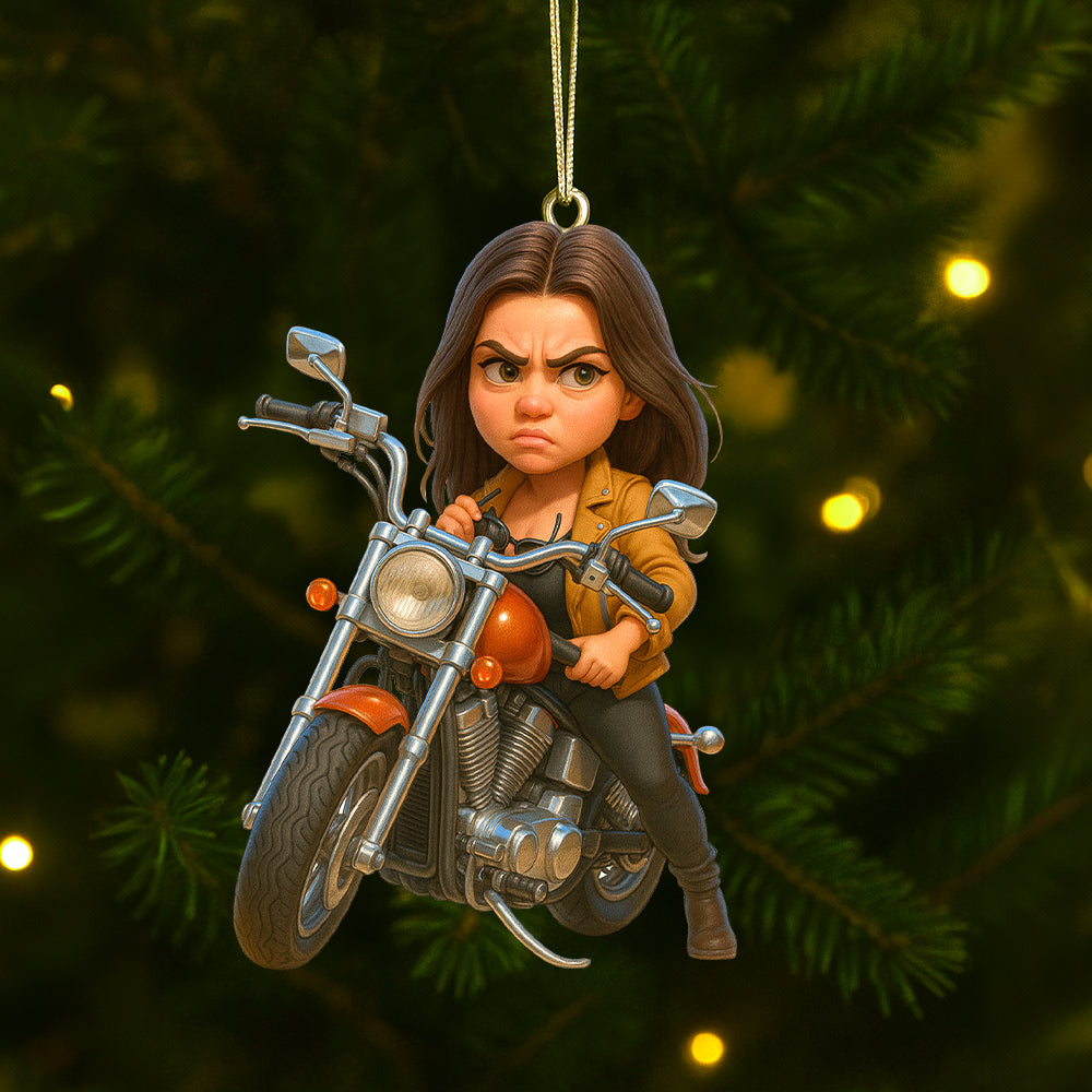Ride with Joy: Customizable Biker Caricature Ornament - Perfect Gift for Motorcycle Enthusiasts Ornament MagicInPrints