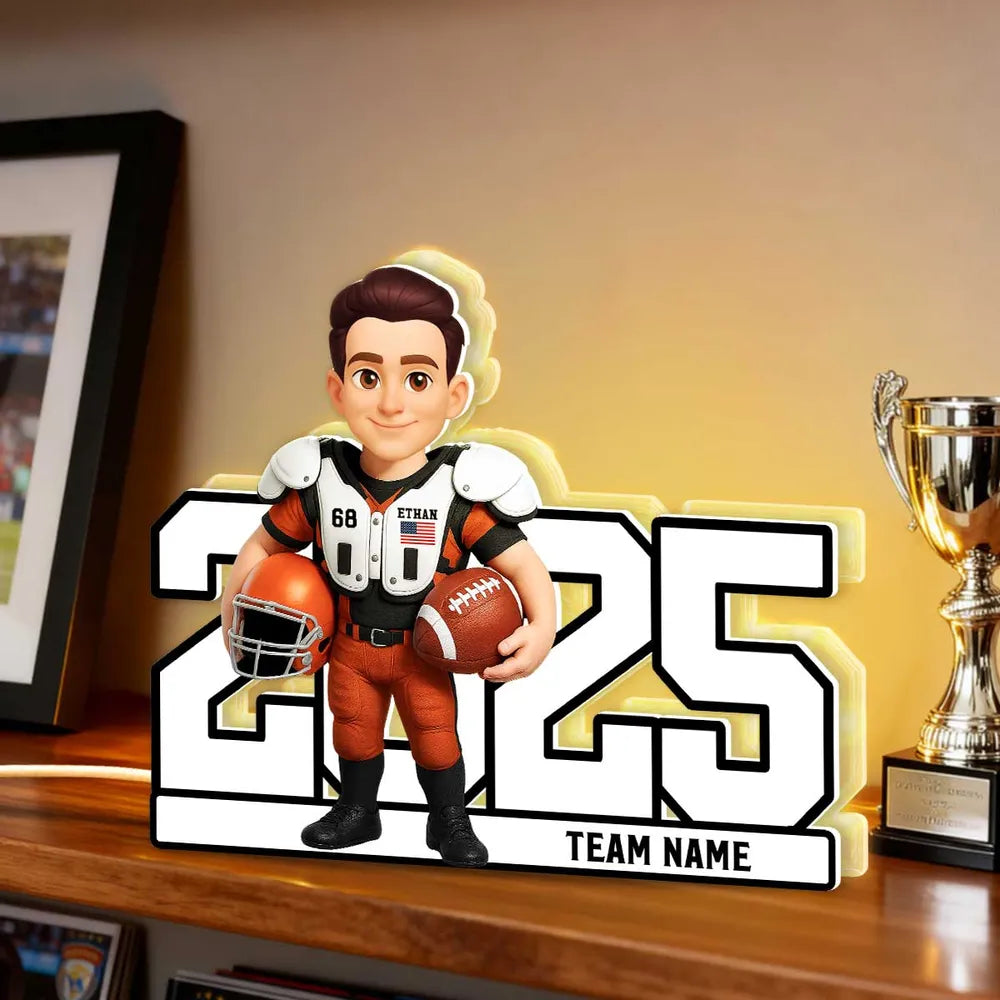 Personalized Football Player Figurine for Kids - Custom Year and Team Name Plaque MagicInPrints