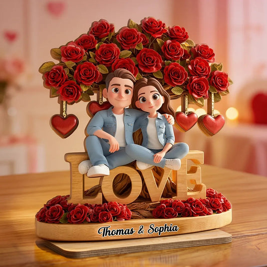 Personalized Couple Figurine Romantic Gift with Roses - Anniversary Keepsake Plaque MagicInPrints