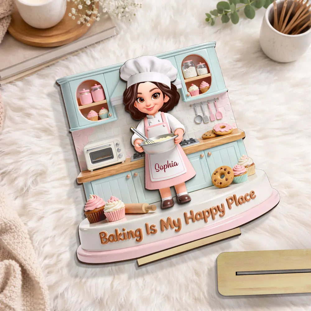 Personalized Baking Figurine for Bakers - Custom Chef Apron with Name Plaque MagicInPrints