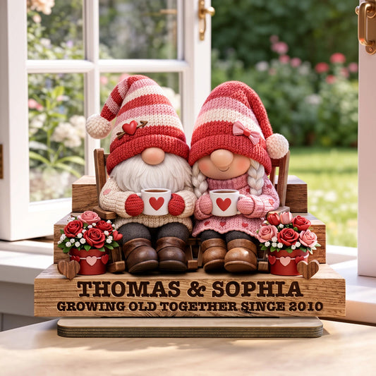 Personalized Gnome Couple Figurine for Couples - Anniversary Gift Plaque MagicInPrints