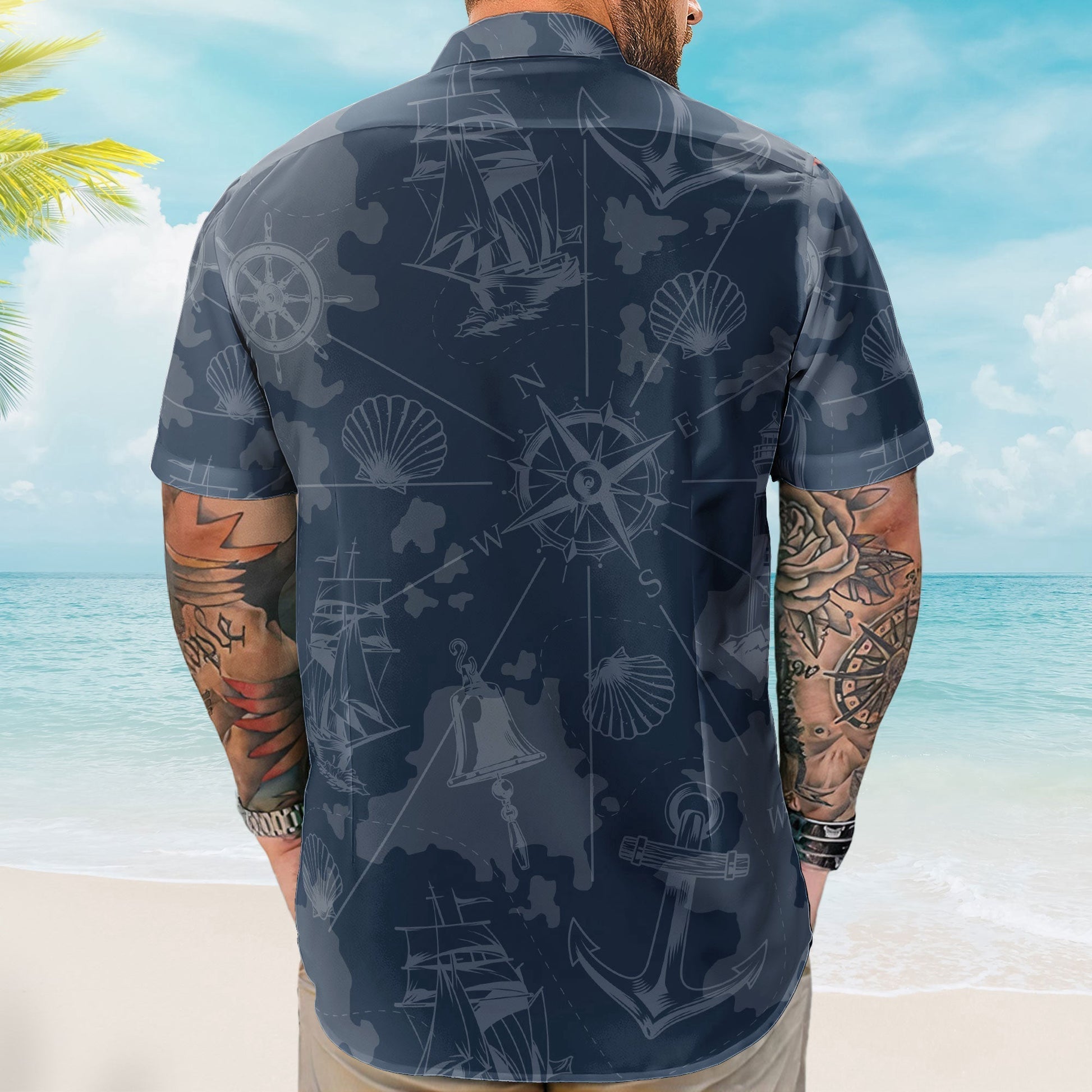 Nautical Print Men's Short Sleeve Shirt - Casual Summer Style Cloth MagicInPrints