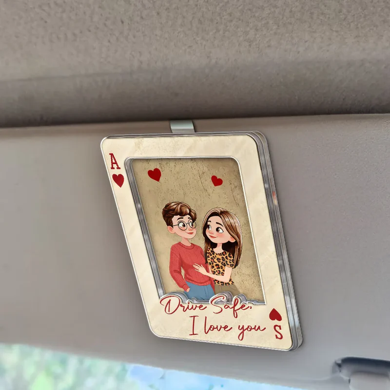Personalized Car Visor Clip for Couples - Drive Safe, I Love You Gift Car Hanger MagicInPrints