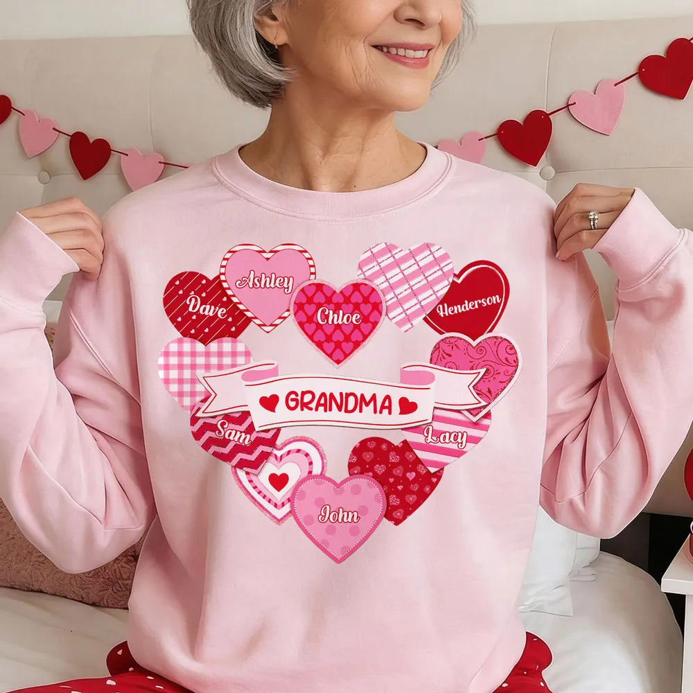 Personalized Grandma T-Shirt for Family - Heart Design Gift Cloth MagicInPrints