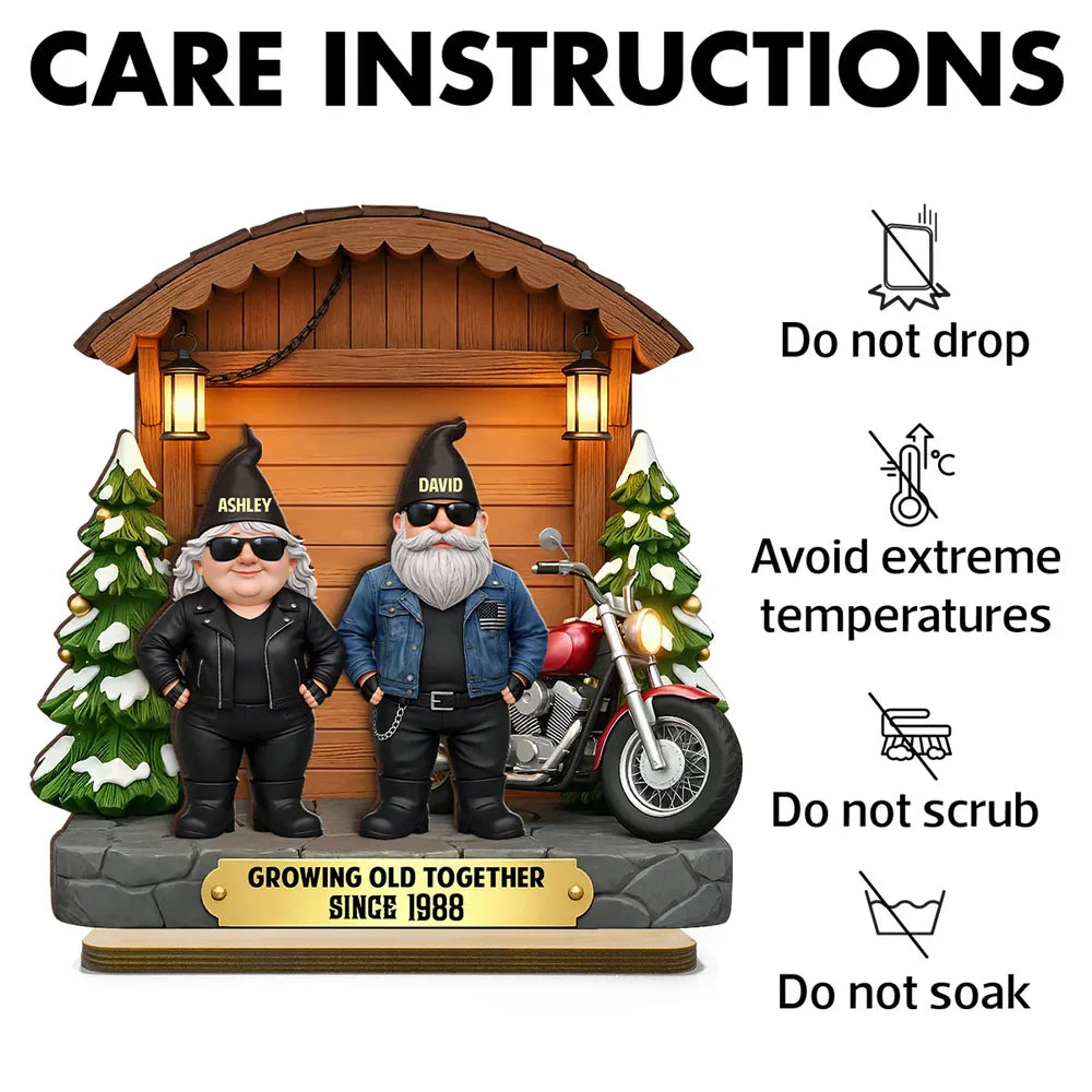 Personalized Biker Couple Figurine for Anniversary - Growing Old Together Plaque MagicInPrints