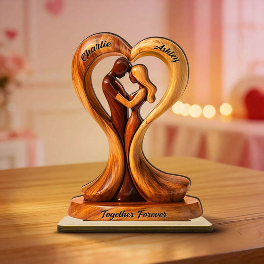 Personalized Wooden Couple Sculpture for Couples - Romantic Gift for Anniversary Plaque MagicInPrints