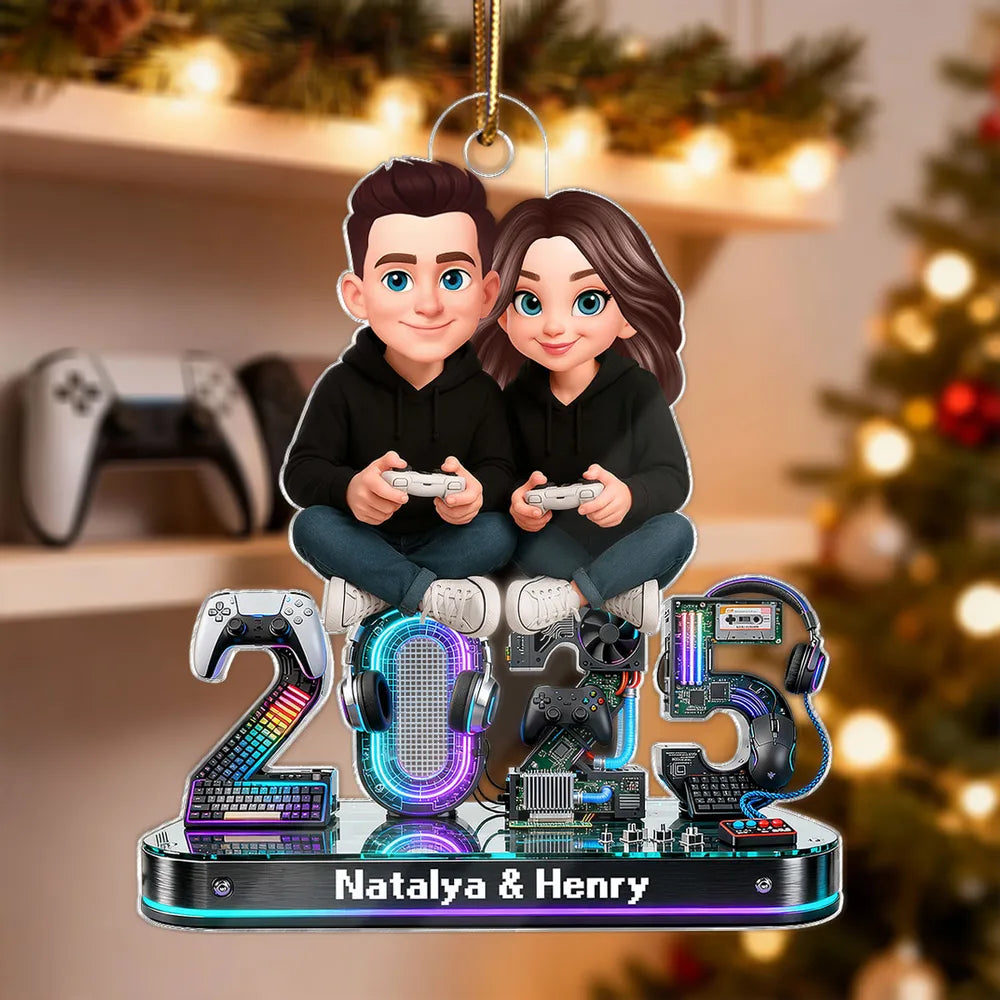 Personalized Gamer Couple Ornament 2023 for Gamers - Christmas Decoration Ornament MagicInPrints