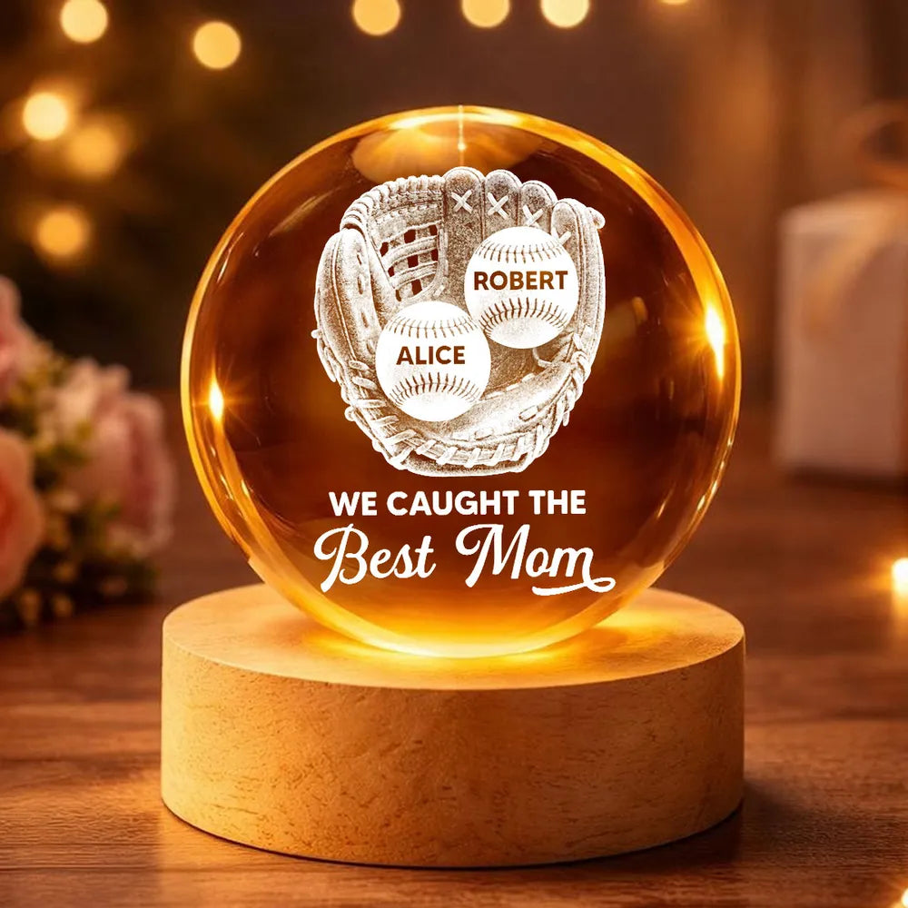 Personalized Baseball Mom LED Lamp with Custom Names - Mother's Day Gift Lamp MagicInPrints
