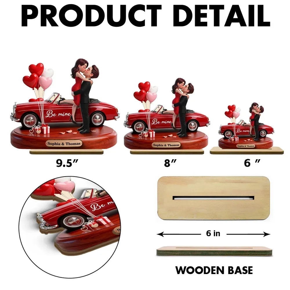 Personalized Romantic Couple Figurine with Car and Balloons - Valentine's Day Gift Plaque MagicInPrints