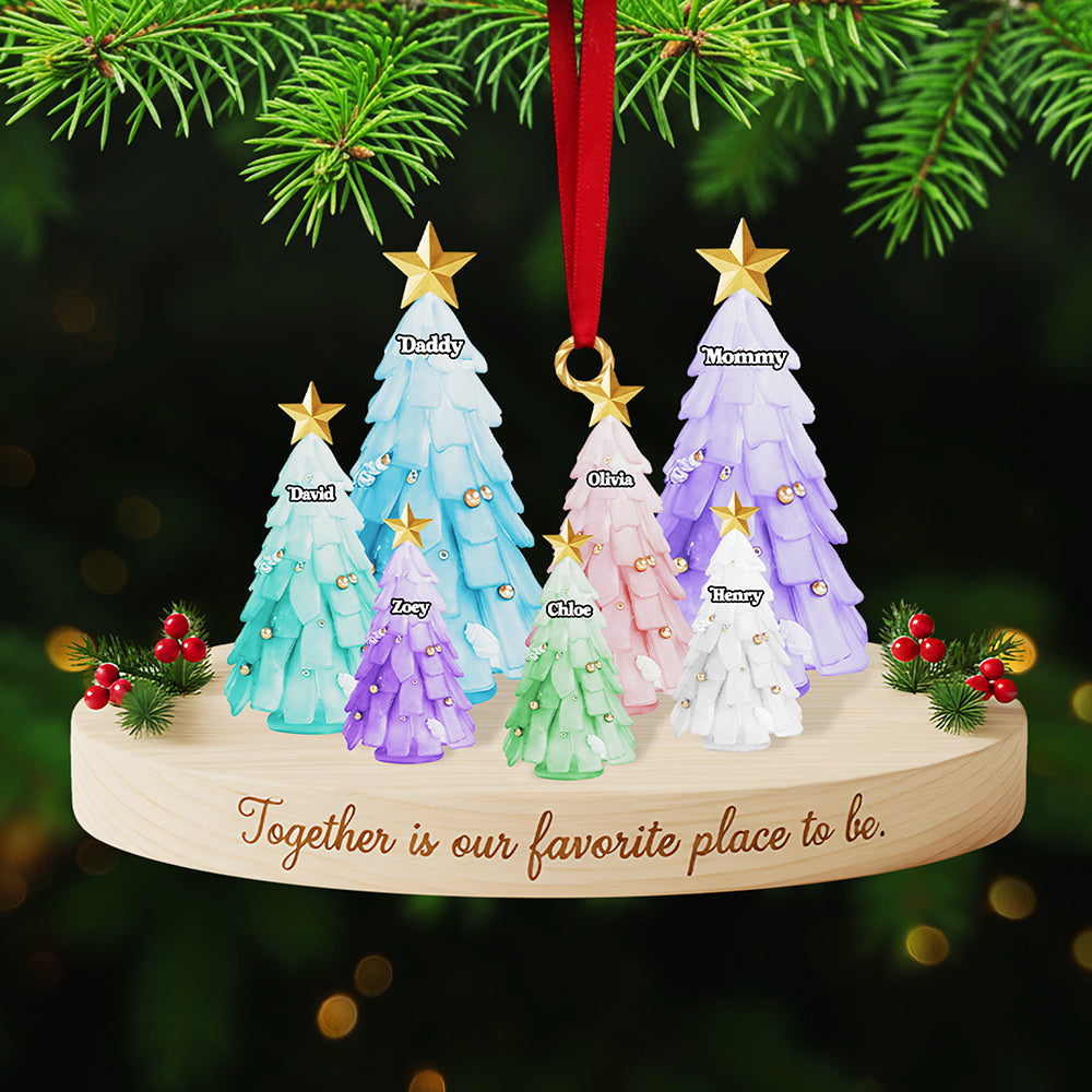 Personalized Gifts For Family, Christmas Tree Sea Glass Family Acrylic Ornament Ornament MagicInPrints