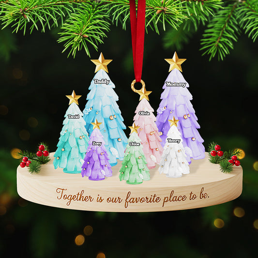 Personalized Gifts For Family, Christmas Tree Sea Glass Family Acrylic Ornament Ornament MagicInPrints