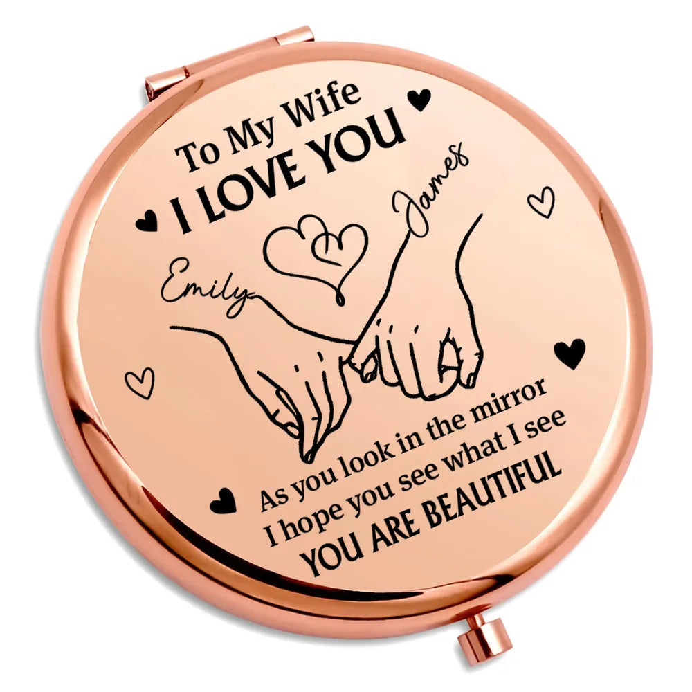 Personalized Compact Mirror for Wife - Romantic Gift with Engraved Message Beauty Tools MagicInPrints