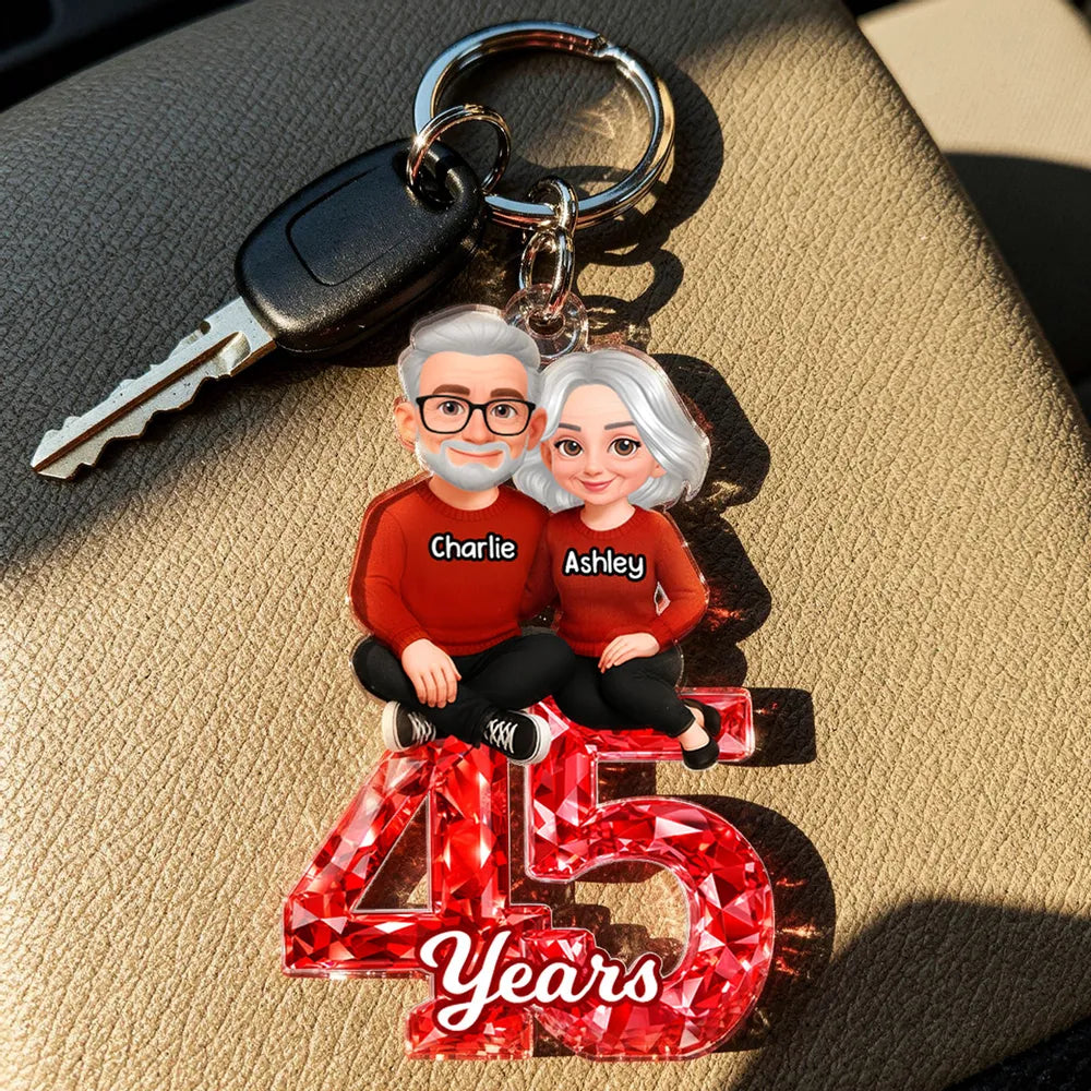 Personalized Couple Keychain Gift for Anniversary - 45th Year Celebration Keychain MagicInPrints