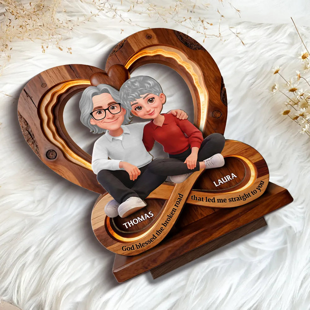 Personalized Wooden Heart Sculpture for Couples - Anniversary Gift Plaque MagicInPrints