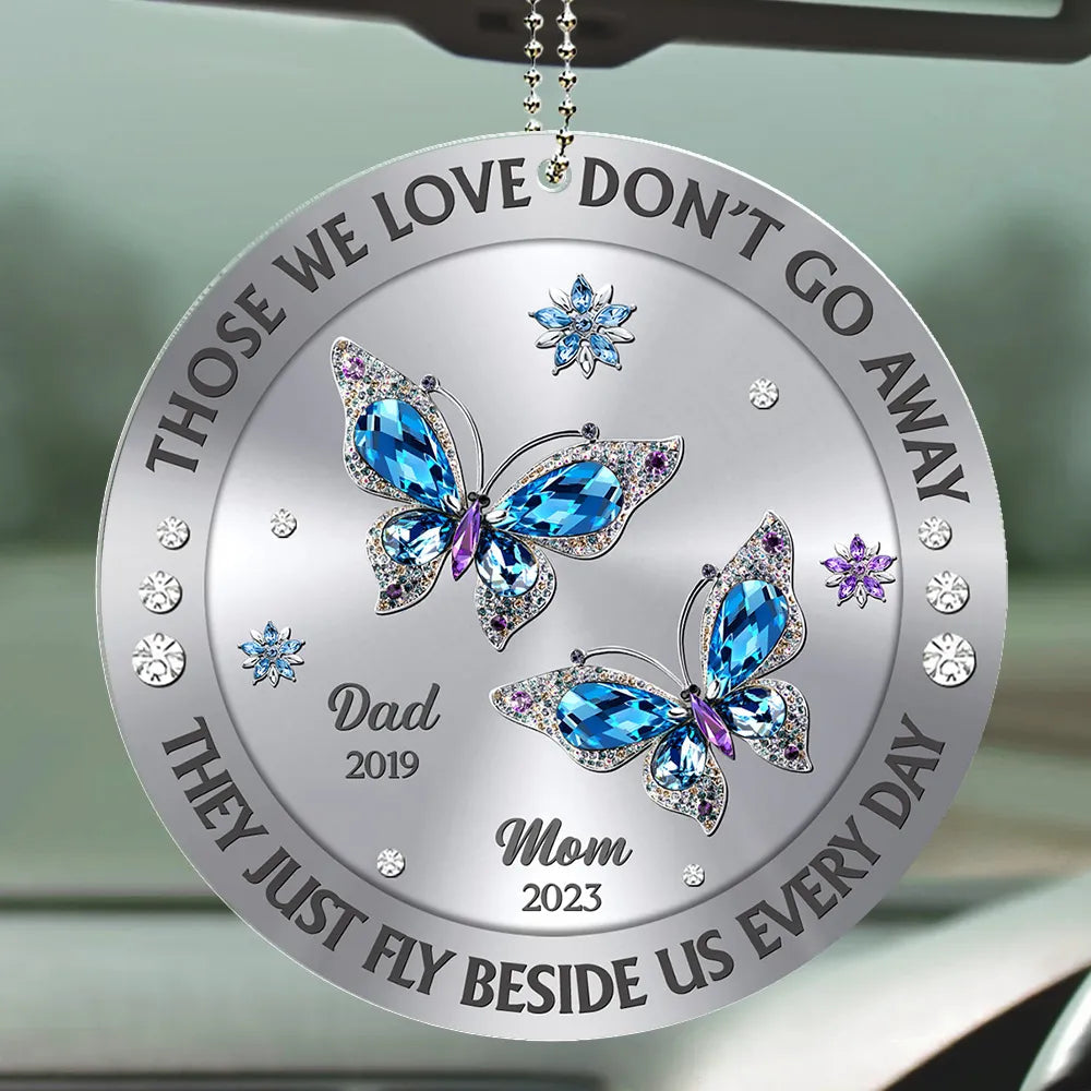 Personalized Memorial Car Ornament for Family - Butterfly Design Keepsake Car Hanger MagicInPrints