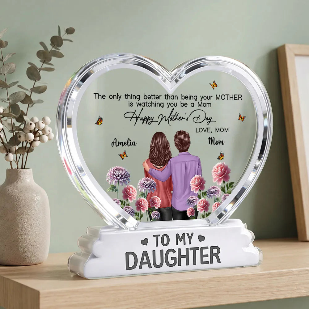Custom Heart-Shaped Acrylic Plaque for Daughter - Mother's Day Gift Plaque MagicInPrints