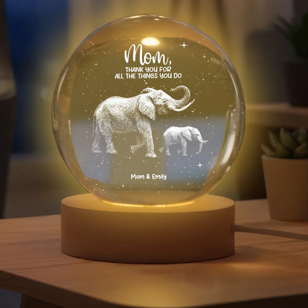 Personalized Elephant Night Light for Mom - Sentimental Gift Lamp MagicInPrints