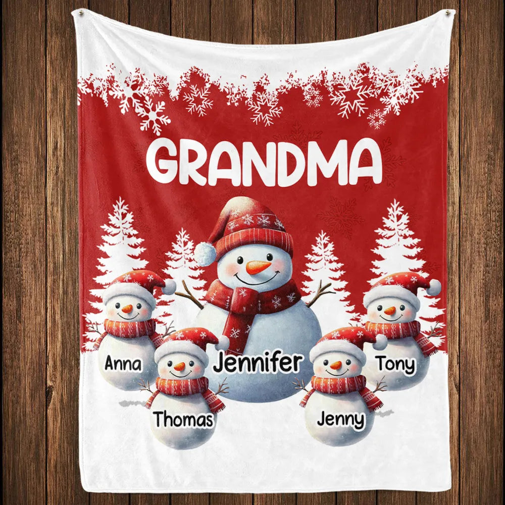 Personalized Grandma Snowman Blanket for Family - Christmas Gift Blanket MagicInPrints