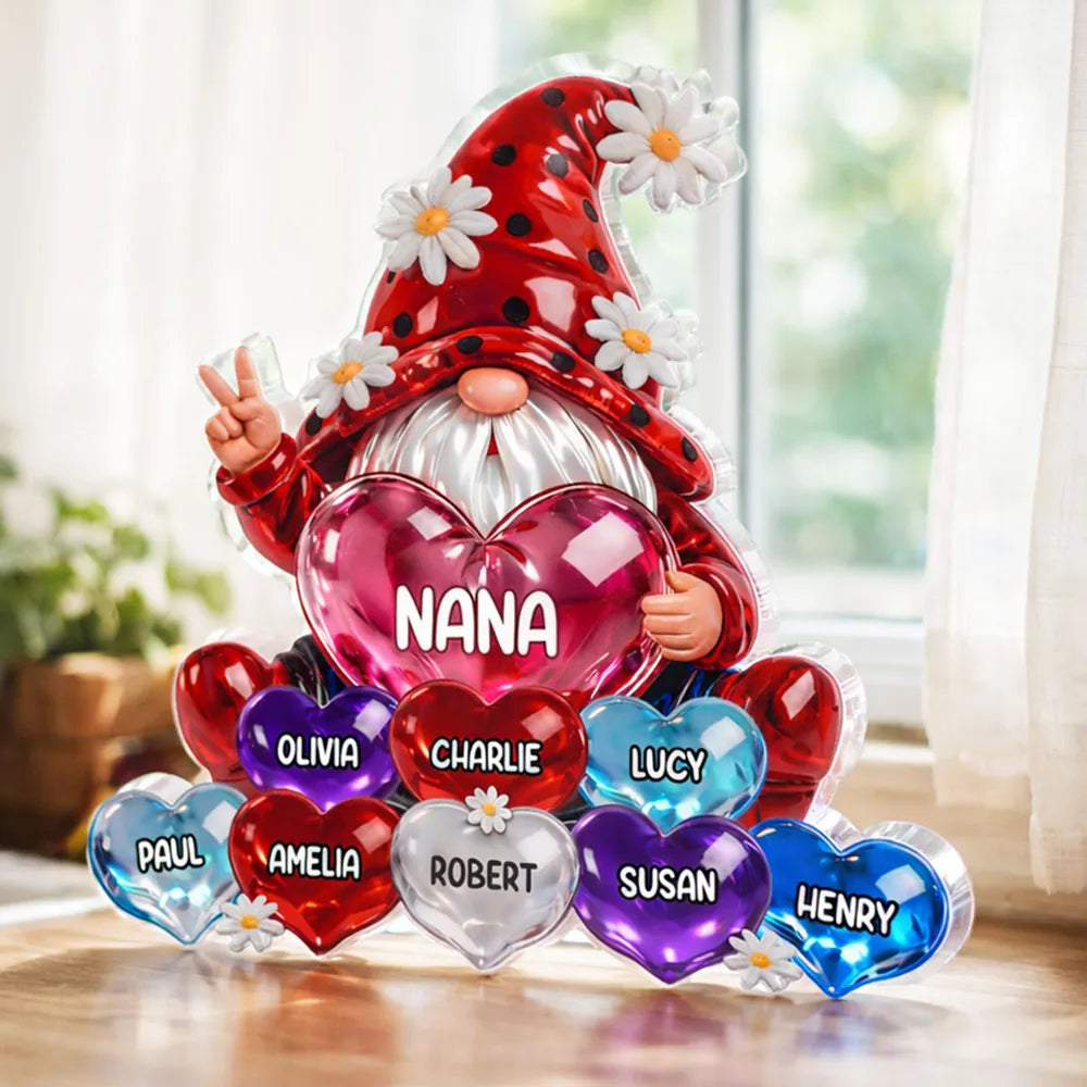 Personalized Gnome Heart Ornament for Nana - Family Keepsake Gift Plaque MagicInPrints