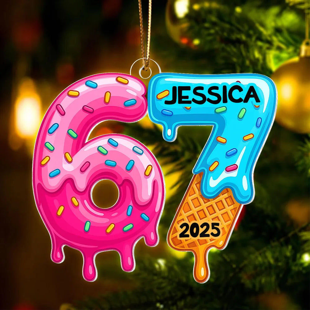 Custom Name Ice Cream Ornament for Kids - Christmas 2025 Decoration Ornament MagicInPrints