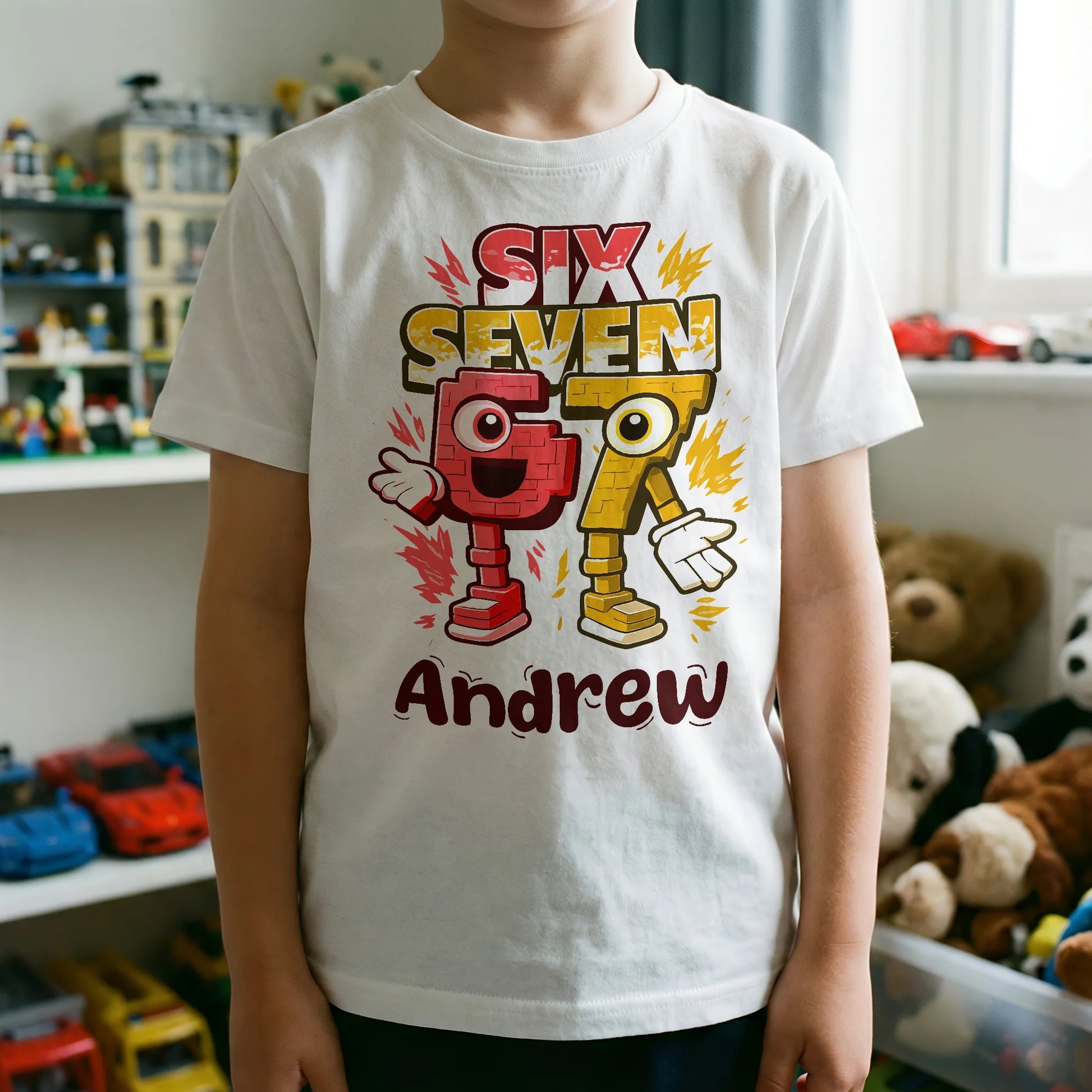 Personalized Kids Birthday T-Shirt - Robot Design for 6th or 7th Birthday Cloth MagicInPrints