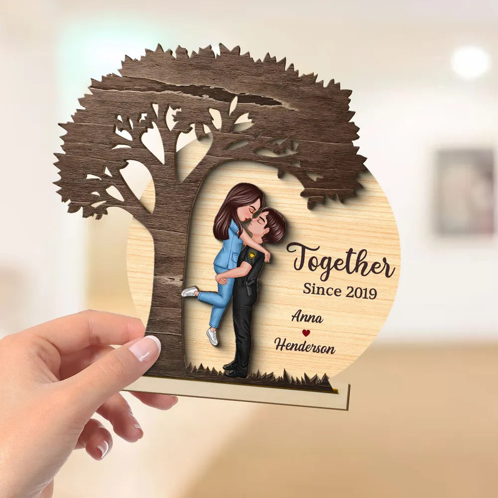 Personalized Wooden Couple Sculpture for Romantic Gift - Anniversary or Valentine's Day Plaque MagicInPrints