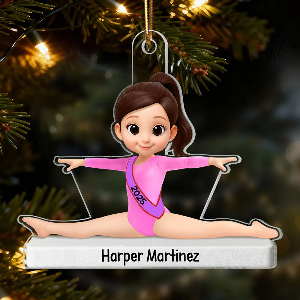 Personalized Gymnastics Ornament for Kids - Custom Name & Year - Christmas Decor Ornament MagicInPrints