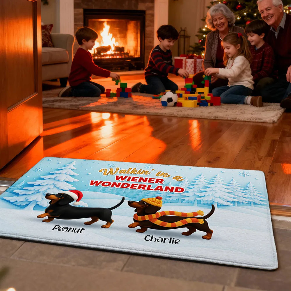 Personalized Christmas Dachshund Doormat for Dog Lovers - Holiday Decor Doormat MagicInPrints