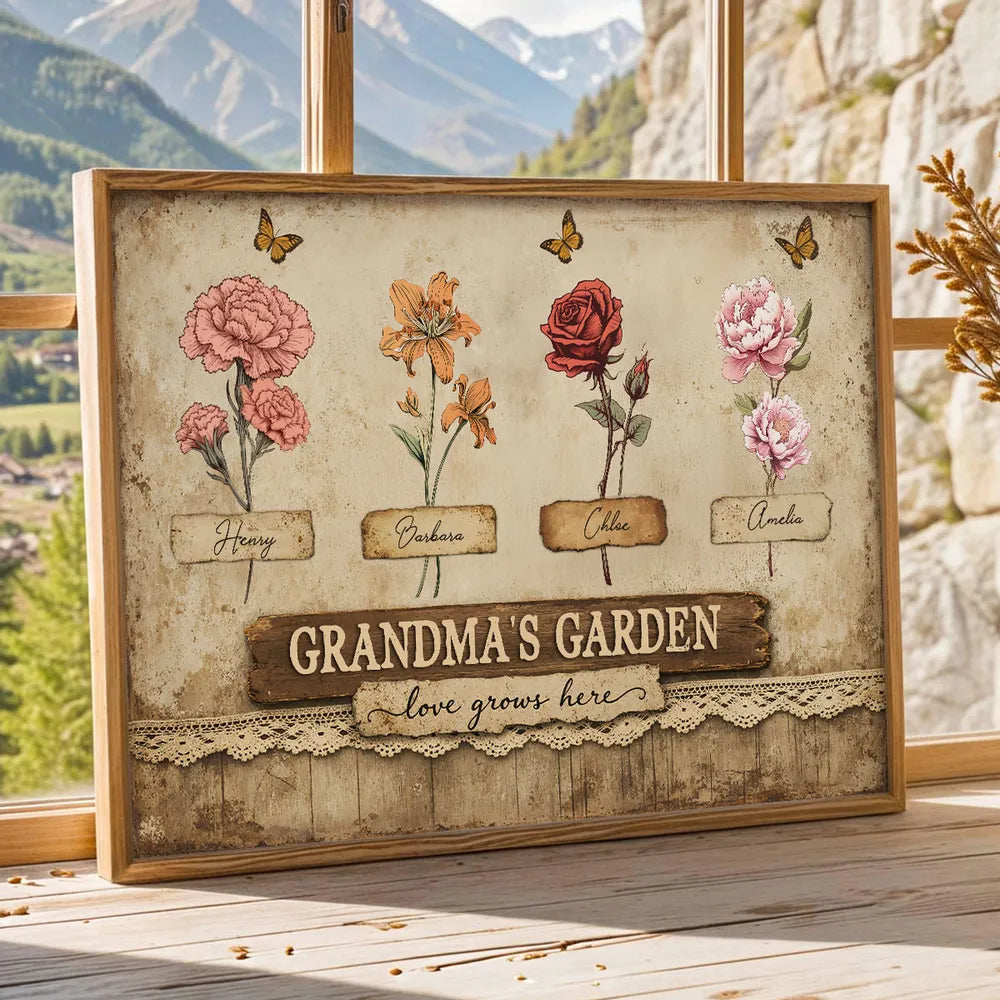 Personalized Grandma's Garden Floral Canvas Wall Art - Family Gift Poster or Canvas MagicInPrints