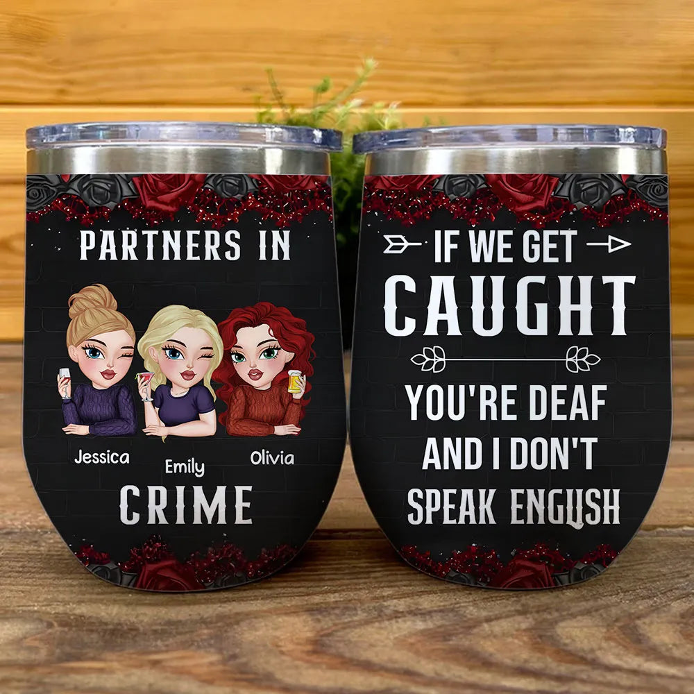 Customizable Wine Tumbler for Friends - Partners in Crime Design Cup MagicInPrints