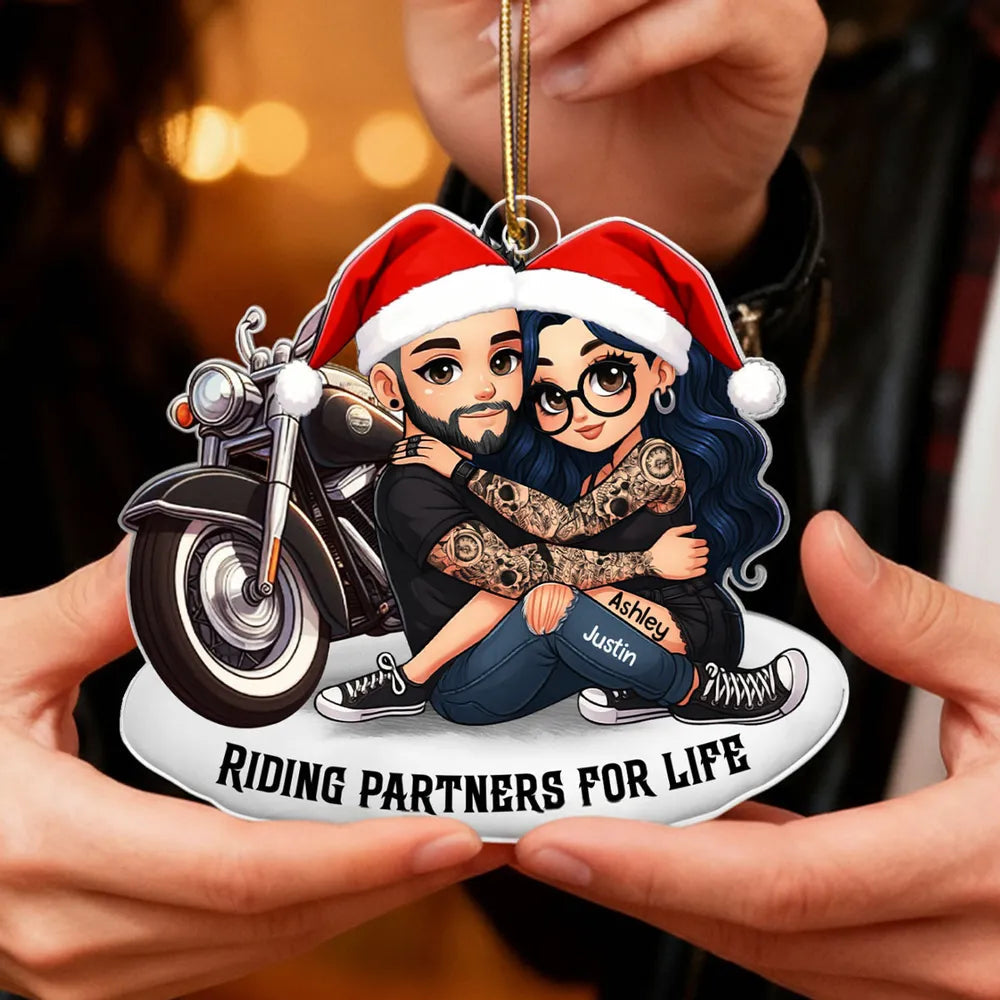 Personalized Couple Motorcycle Ornament for Bikers - Romantic Gift Ornament MagicInPrints