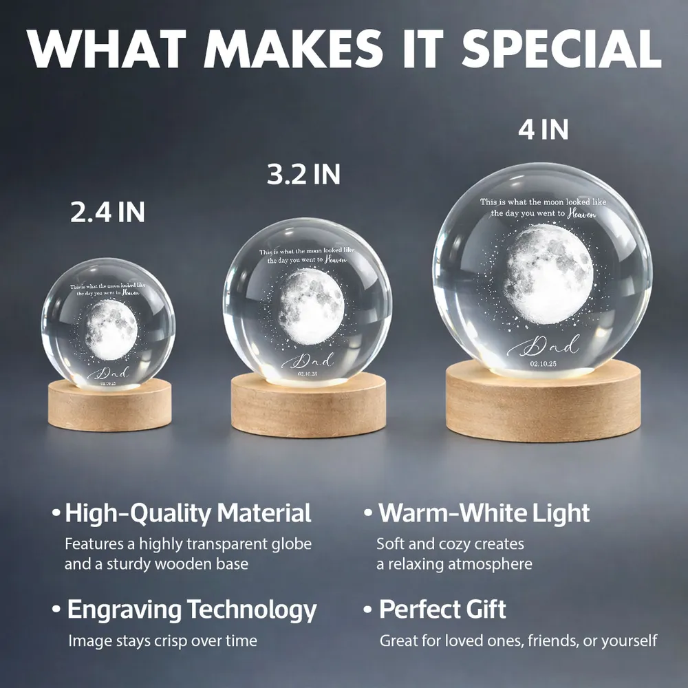 Personalized Moon Lamp Memorial Gift for Dad - Sentimental Keepsake Lamp MagicInPrints