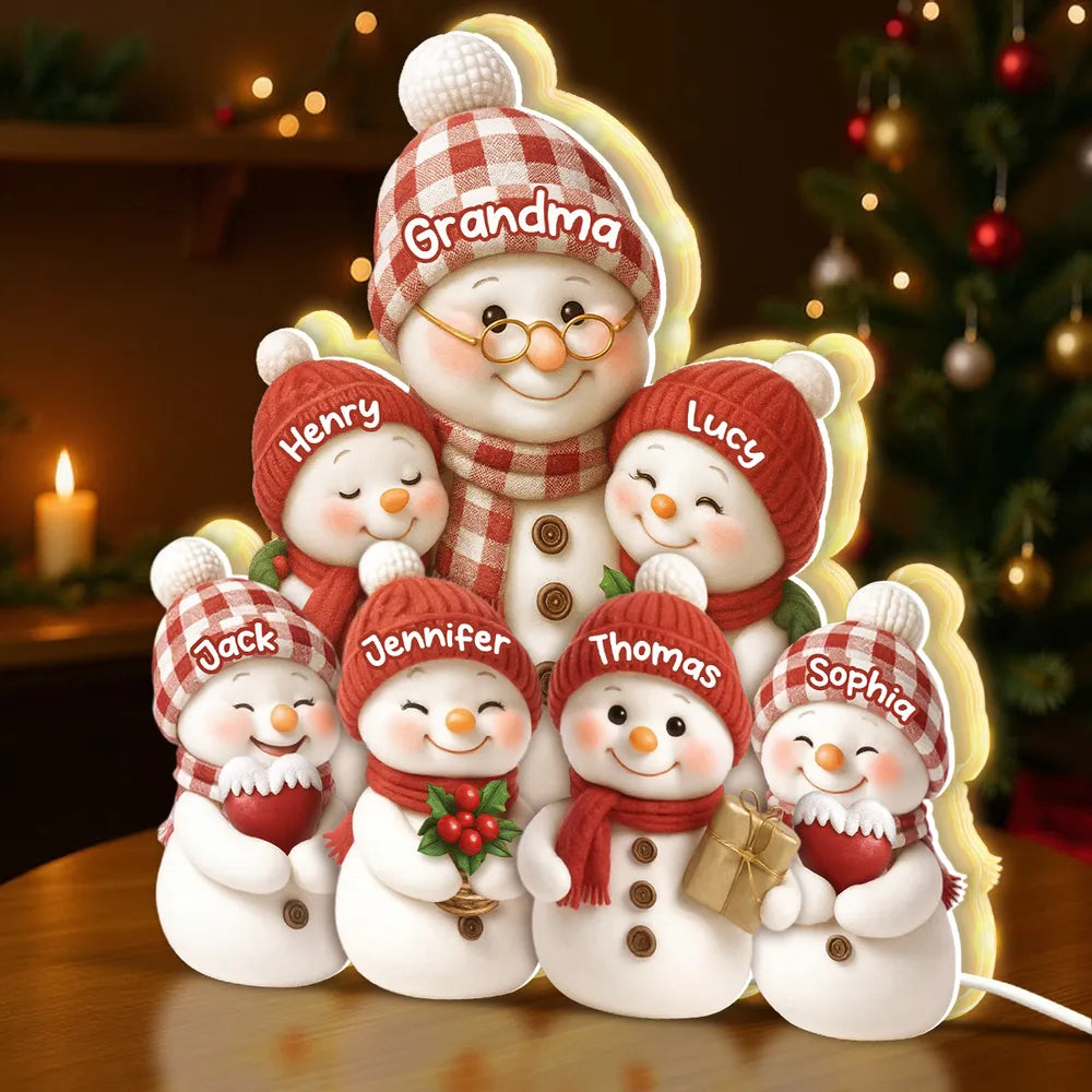 Personalized Snowman Family Figurine for Christmas - Custom Names Holiday Decor Plaque MagicInPrints