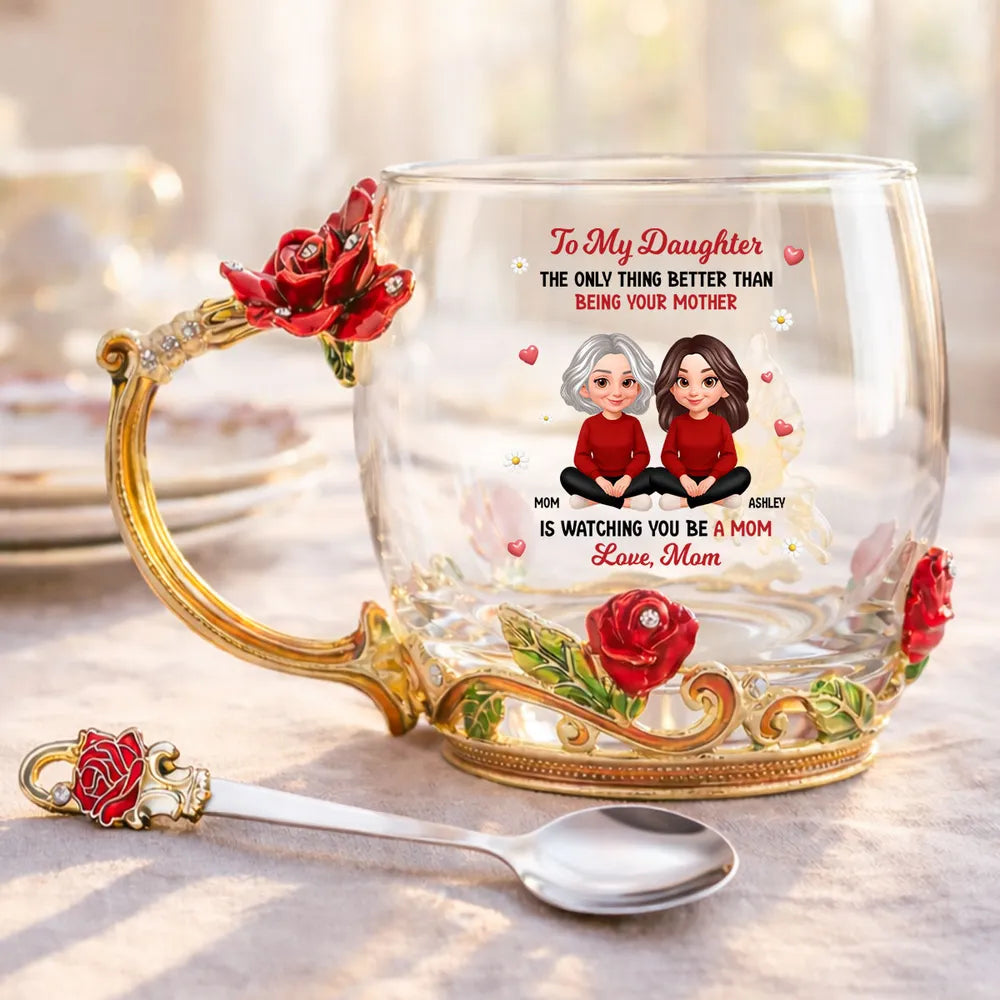 Personalized Glass Mug for Daughter - Floral Design with Heartfelt Message Cup MagicInPrints